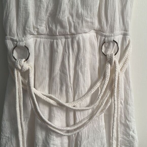 RARE Illa Illa White Braided Rope Linen High Neck Romper Size M - Picture 6 of 11